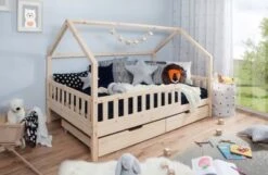 TICAA Kinderbett Hausbett "Kay" 90x200 Inkl. Schubkästen Kiefer Natur -Mytoys Home Store 29575068 05
