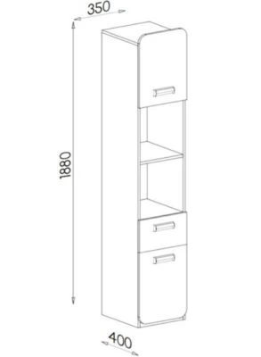 Feldmann-Wohnen Stauraumschrank Kleiderschrank Loreto 35x40x188cm 2-türig Farbe Wählbar 4 Feldmann-Wohnen Stauraumschrank Kleiderschrank Loreto 35x40x188cm 2-türig Farbe Wählbar – Bild 2