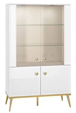 Feldmann-Wohnen Stauraumvitrine Goldin Vitrine 92x40x152cm 4-türig Mit Glasfront