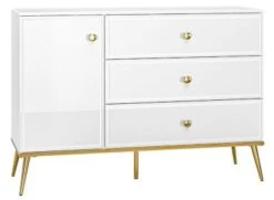 Feldmann-Wohnen Sideboard Goldin Kommode 120x40x85cm 1-türig Mit 3 Schubladen