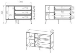 Feldmann-Wohnen Sideboard Goldin Kommode 120x40x85cm 1-türig Mit 3 Schubladen -Mytoys Home Store 29576765 03