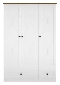 Feldmann-Wohnen Kleiderschrank Lille Drehtürenschrank 137cm 3-türig Mit 2 Schubladen