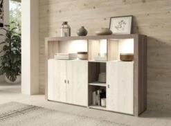 HM Helvetia Kommode Nela Highboard 163x37x109cm 3-türig Mit 5 Offenen Fächern -Mytoys Home Store 29577157 02