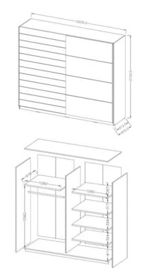 HM Helvetia Schwebetürenschrank Galaxy Kleiderschrank 220x61x210cm 2-türig 5 HM Helvetia Schwebetürenschrank Galaxy Kleiderschrank 220x61x210cm 2-türig – Bild 3