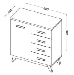Feldmann-Wohnen Kommode Sideboard Seven 85x40x92cm 1-türig Mit 4 Schubladen -Mytoys Home Store 29577356 03