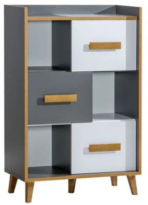 Feldmann-Wohnen Highboard Kommode Viso 90x42x135cm 3-türig Mit 3 Offenen Fächern 3 Feldmann-Wohnen Highboard Kommode Viso 90x42x135cm 3-türig Mit 3 Offenen Fächern