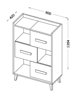 Feldmann-Wohnen Highboard Kommode Viso 90x42x135cm 3-türig Mit 3 Offenen Fächern 5 Feldmann-Wohnen Highboard Kommode Viso 90x42x135cm 3-türig Mit 3 Offenen Fächern – Bild 3