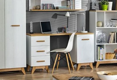 Feldmann-Wohnen Schreibtisch Kinderschreibtisch Seven 140x52x78,5cm 1-türig Mit 3 Schubladen 4 Feldmann-Wohnen Schreibtisch Kinderschreibtisch Seven 140x52x78,5cm 1-türig Mit 3 Schubladen – Bild 2