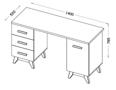 Feldmann-Wohnen Schreibtisch Kinderschreibtisch Seven 140x52x78,5cm 1-türig Mit 3 Schubladen 5 Feldmann-Wohnen Schreibtisch Kinderschreibtisch Seven 140x52x78,5cm 1-türig Mit 3 Schubladen – Bild 3