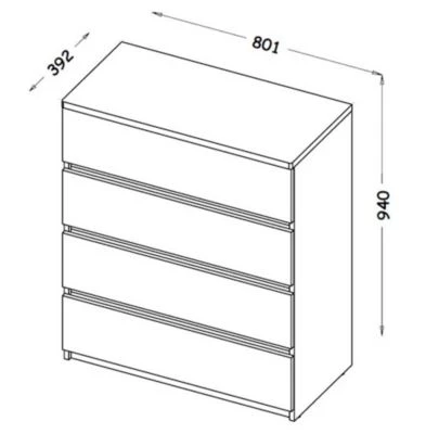 Feldmann-Wohnen Kommode Schubladenkommode Arcca 80cm Farbe Wählbar Grifflos Mit 4 Schubladen 5 Feldmann-Wohnen Kommode Schubladenkommode Arcca 80cm Farbe Wählbar Grifflos Mit 4 Schubladen – Bild 3