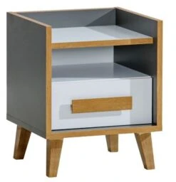 Feldmann-Wohnen Nachtkonsole Nachtschrank Viso 47x42x57cm Mit 1 Schublade Und 1 Offenem Fach