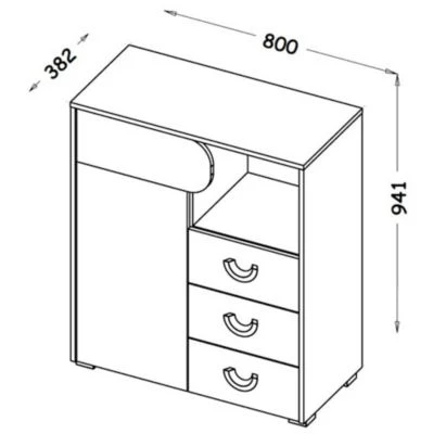 Feldmann-Wohnen Kommode Anrichte Carina 80cm 1-türig Mit 3 Schubladen 5 Feldmann-Wohnen Kommode Anrichte Carina 80cm 1-türig Mit 3 Schubladen – Bild 3
