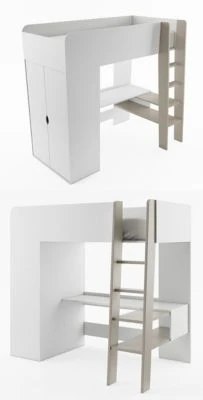 Feldmann-Wohnen Hochbett Tom Kinderbett 90x200cm Grifflos Mit Matratze