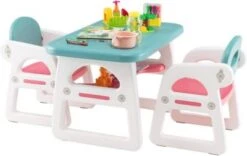 COSTWAY® 3tlg. Sitzgruppe HDPE Mit 2 Stühlen Ergonomisch