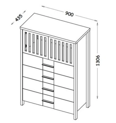 Feldmann-Wohnen Kommode Highboard Lauro 90x43,5x130cm 2-türig Mit 4 Schubladen 4 Feldmann-Wohnen Kommode Highboard Lauro 90x43,5x130cm 2-türig Mit 4 Schubladen – Bild 2