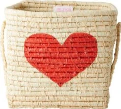 Rice Aufbewahrungskorb Herz Mit Trageschlaufen, 20 X 20 X 20 Cm