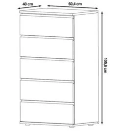 Feldmann-Wohnen Schubladenkommode Naxos Sideboard 60x40x106cm Mit 5 Schubladen -Mytoys Home Store 29801846 03