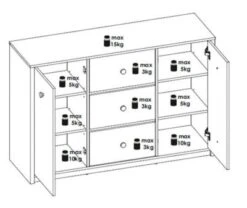 Feldmann-Wohnen Kommode Sideboard Globo 135x42x90cm 2-türig Mit 3 Schubladen -Mytoys Home Store 29801848 03