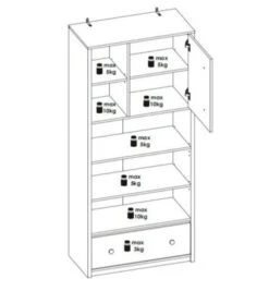 Feldmann-Wohnen Bücherregal Standregal Globo 85x42x190cm 1-türig Mit 1 Schublade -Mytoys Home Store 29801858 03