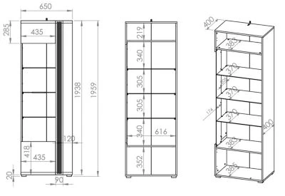 Feldmann-Wohnen Standvitrine Adagio Vitrine 65cm 1-türig Mit Glaseinsatz 5 Feldmann-Wohnen Standvitrine Adagio Vitrine 65cm 1-türig Mit Glaseinsatz – Bild 3