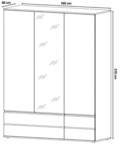 Feldmann-Wohnen Kleiderschrank Naxos Drehtürenschrank Mit Spiegel 165x58x210cm Grifflos 3-türig -Mytoys Home Store 29801964 03