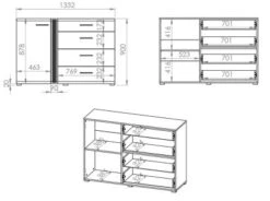 Feldmann-Wohnen Sideboard Adagio Kommode 134cm 1-türig Mit 4 Schubladen -Mytoys Home Store 29801976 03
