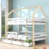 Merax Etagenbetten Etagenbett 90x200 Cm Kinderbett Stockbett Mit Schubladen Und Leiter, Lattenrost Und Fallschutz, Spielbett Hausbett Jugendbett Rahmen Aus Kiefer