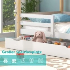 Merax Etagenbetten Etagenbett 90x200 Cm Kinderbett Stockbett Mit Schubladen Und Leiter, Lattenrost Und Fallschutz, Spielbett Hausbett Jugendbett Rahmen Aus Kiefer -Mytoys Home Store 29862640 04