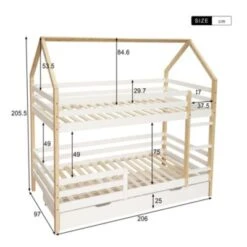 Merax Etagenbetten Etagenbett 90x200 Cm Kinderbett Stockbett Mit Schubladen Und Leiter, Lattenrost Und Fallschutz, Spielbett Hausbett Jugendbett Rahmen Aus Kiefer -Mytoys Home Store 29862640 06