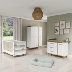 Roba Kleiderschrank 3-türig Smile - Griffe Und Füße Aus Massivholz - Praktische Einteilung Für Kinderzimmer - Drehtürenschrank In Weiß - Dekor Artisan Eiche -Mytoys Home Store 29894932 02