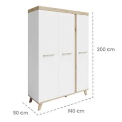 Roba Kleiderschrank 3-türig Smile - Griffe Und Füße Aus Massivholz - Praktische Einteilung Für Kinderzimmer - Drehtürenschrank In Weiß - Dekor Artisan Eiche -Mytoys Home Store 29894932 04