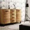 Feldmann-Wohnen Sideboard Loft Kommode 150x40x105cm 2-türig Mit 4 Schubladen