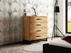 Feldmann-Wohnen Schubladenkommode Loft Kommode 80x40x105cm Mit 4 Schubladen