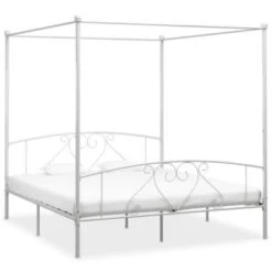 VidaXL Himmelbett-Gestell Weiß Metall 200 X 200 Cm Bettgestell