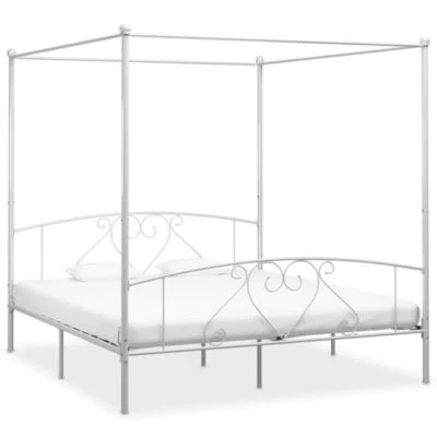 VidaXL Himmelbett-Gestell Weiß Metall 200 X 200 Cm Bettgestell 3 VidaXL Himmelbett-Gestell Weiß Metall 200 X 200 Cm Bettgestell