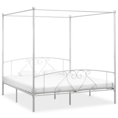 VidaXL Himmelbett-Gestell Weiß Metall 200 X 200 Cm Bettgestell 5 VidaXL Himmelbett-Gestell Weiß Metall 200 X 200 Cm Bettgestell – Bild 3