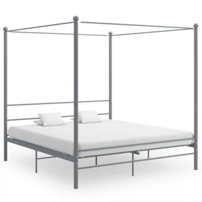 VidaXL Himmelbett Grau Metall 180x200 Cm Bettrahmen 4 VidaXL Himmelbett Grau Metall 180x200 Cm Bettrahmen – Bild 2