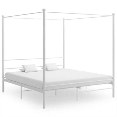 VidaXL Himmelbett Weiß Metall 180x200 Cm Bettrahmen 4 VidaXL Himmelbett Weiß Metall 180x200 Cm Bettrahmen – Bild 2