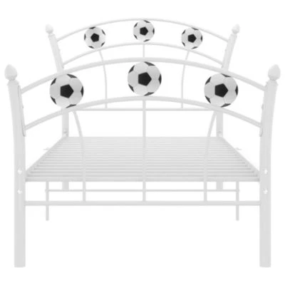 VidaXL Einzelbett Mit Fußball-Design Weiß Metall 90x200 Cm Bettrahmen 6 VidaXL Einzelbett Mit Fußball-Design Weiß Metall 90x200 Cm Bettrahmen – Bild 4