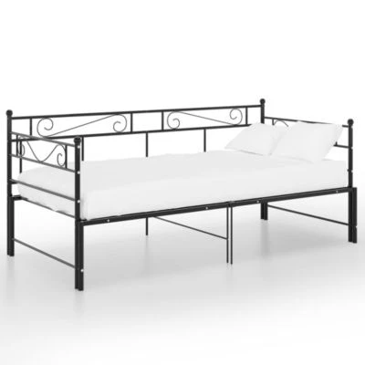 VidaXL Ausziehsofa Bettgestell Schwarz Metall 90x200 Cm Schlafsofa-Gestell 5 VidaXL Ausziehsofa Bettgestell Schwarz Metall 90x200 Cm Schlafsofa-Gestell – Bild 3