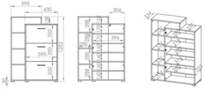 Feldmann-Wohnen Schuhschrank Caro Dielenschrank 90x34x126 Cm 3-türig 6 Feldmann-Wohnen Schuhschrank Caro Dielenschrank 90x34x126 Cm 3-türig – Bild 4