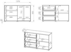 Feldmann-Wohnen Sideboard Caro Kommode 138x40x85 Cm 2-türig Mit 3 Schubladen -Mytoys Home Store 30137000 03