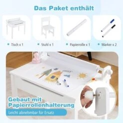 COSTWAY® Sitzgruppe Schreibtisch Mit Stuhl & Zeichenpapier -Mytoys Home Store 30184923 06