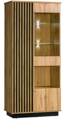 Feldmann-Wohnen Vitrine Glasvitrine Lamia 90cm Wotan Eiche Schwarz 2-türig