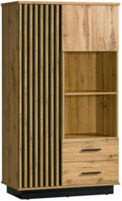 Feldmann-Wohnen Highboard Kommode Lamia 90cm Wotan Eiche Schwarz 2-türig