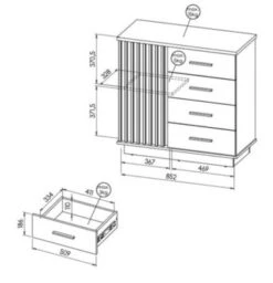 Feldmann-Wohnen Kommode Schubladenkommode Lamia 90cm Wotan Eiche Schwarz 1-türig -Mytoys Home Store 30194972 03