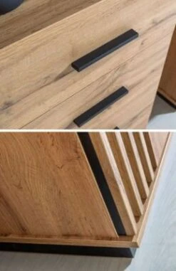 Feldmann-Wohnen Kommode Schubladenkommode Lamia 90cm Wotan Eiche Schwarz 1-türig -Mytoys Home Store 30194972 04