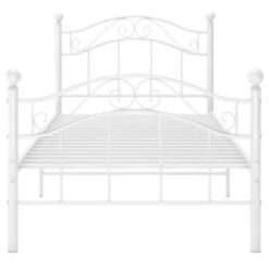 VidaXL Bett Weiß Metall 100x200 Cm Bettgestell 9 VidaXL Bett Weiß Metall 100x200 Cm Bettgestell -Mytoys Home Store 30201729 04