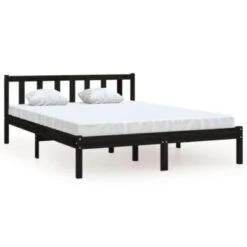 VidaXL Massivholzbett Schwarz Kiefer 160x200 Cm Bettrahmen 8 VidaXL Massivholzbett Schwarz Kiefer 160x200 Cm Bettrahmen -Mytoys Home Store 30201812 03