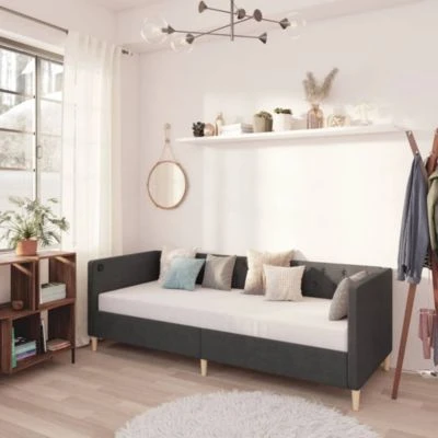 VidaXL Tagesbett Mit Matratze USB Dunkelgrau Stoff 90x200 Cm Tagesbett 4 VidaXL Tagesbett Mit Matratze USB Dunkelgrau Stoff 90x200 Cm Tagesbett – Bild 2